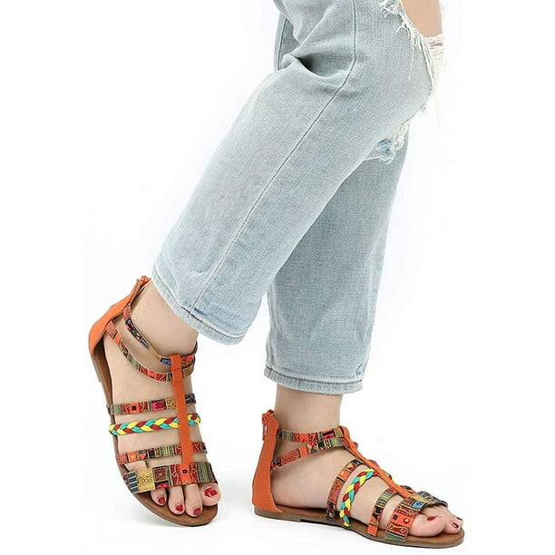 Sandalias para mujer, sandalias de verano, pantuflas planas para