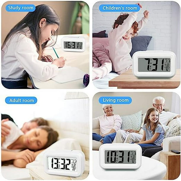 RV (Blanco) Reloj despertador digital con pilas, reloj despertador digital  LED, pantalla grande con reloj de temperatura para oficina en casa oso de  fresa Electrónica