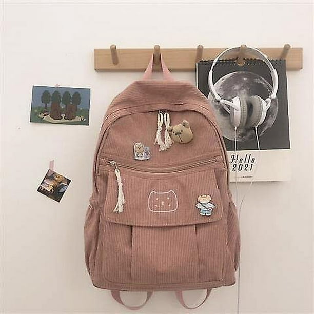 Juego de 4 mochilas con diseño de kawaii y estética, mochila escolar con  colgante de oso, accesorios para niñas y adolescentes para el regreso a la