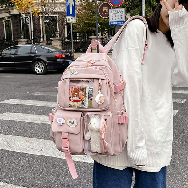 Mochila escolar para niñas, bonita bolsa de libros para adolescentes,  mochila de viaje impermeable para escuela secundaria, Morado