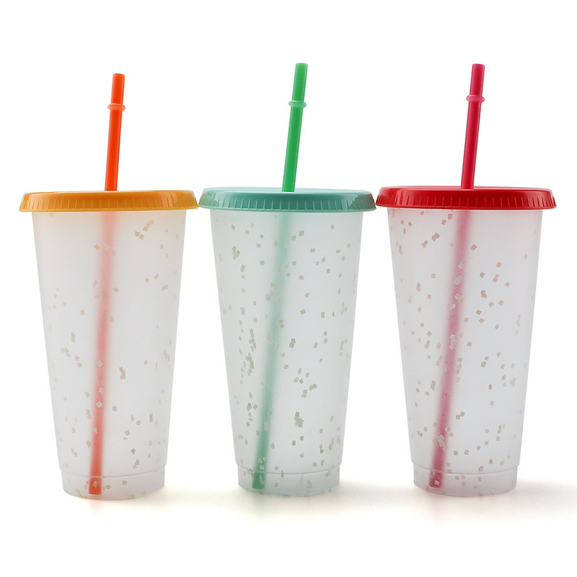  Vasos que cambian de color con tapas y popotes para adultos – 5  vasos reutilizables de 24 onzas con tapas y popotes, vasos de plástico a  granel con tapas y pajillas
