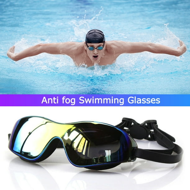 Gafas de natación, sin fugas, protección UV, marco grande, para adultos y  niños