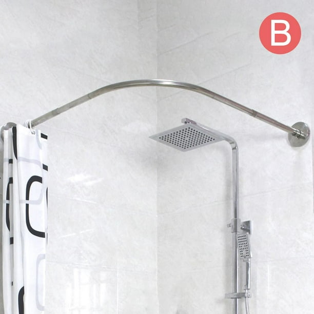 Barra de cortina de ducha en forma de L extensible sin taladrar, barra de  cortina de ducha ajustable en forma de L para baño, acero inoxidable fácil