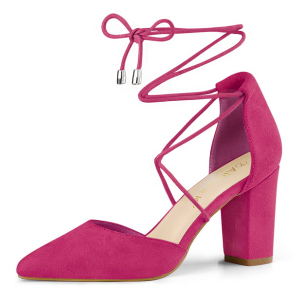 cuchara tinción Sabio Zapatillas Con Cordones Arriba TacÃ³n Grueso De Punta Estrecha Para Mujer  Rosa caliente 39 Unique Bargains Moda | Walmart en línea