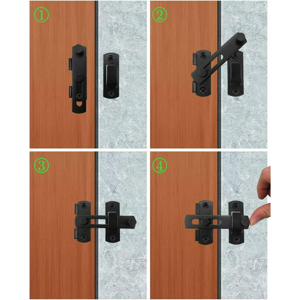 Paquete de 2 pestillos de puerta de acero inoxidable, soporte para puerta,  pestillo de seguridad para puerta (negro)