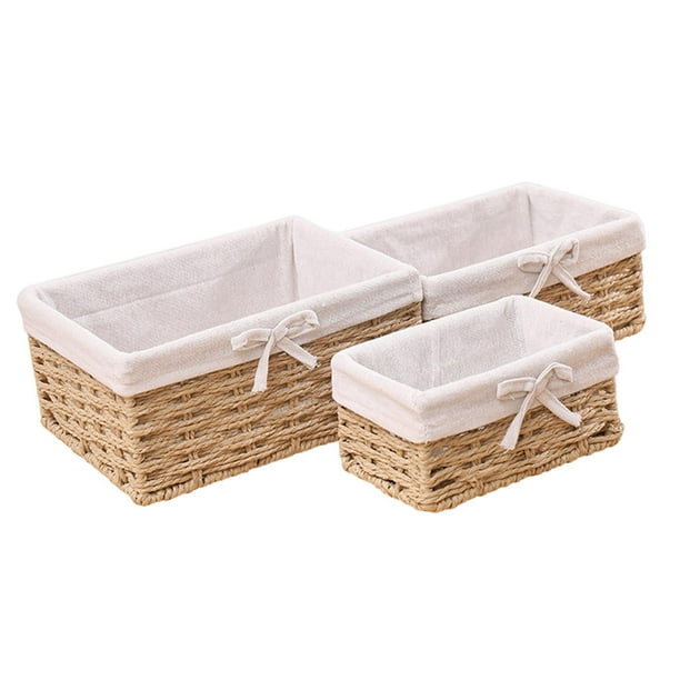 Paquete de 3 cajas de almacenamiento de cestas de mimbre tejidas a