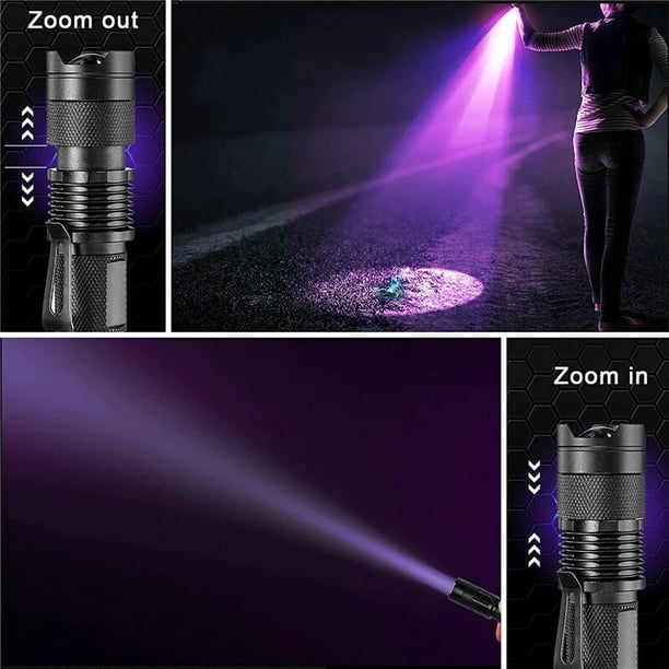 Uv 365 395 Linterna Luz Ultravioleta Con Función de Zoom Mini Uv