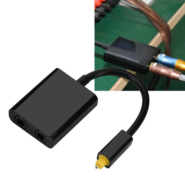 Cable de audio óptico digital, 1 en 2 salidas de doble puerto adaptador de  divisor de audio óptico digital Cable de audio Fibra óptica digital (negro)