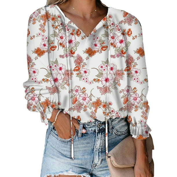 Blusa Mujer Casual Tipo Camisa Manga Larga Abullonada Flores