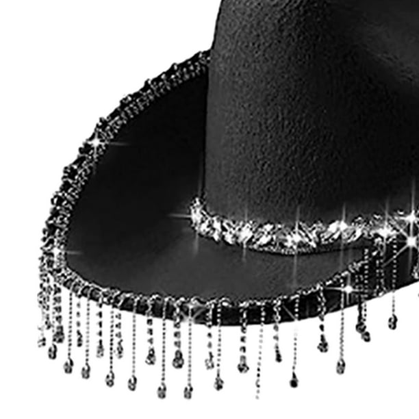 COLOFALLA Sombrero de Vaquero Negro con Remache + Pañuelo Cabeza