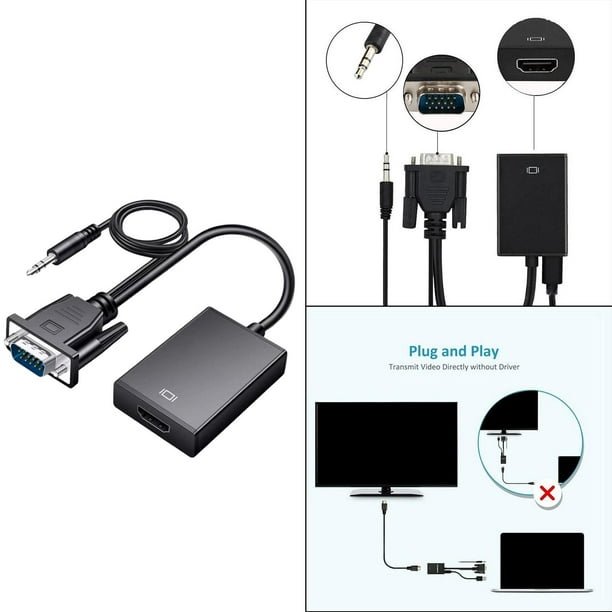 Cable Adaptador Conversor Vga A Hdmi 1080p + Audio + Usb Mg