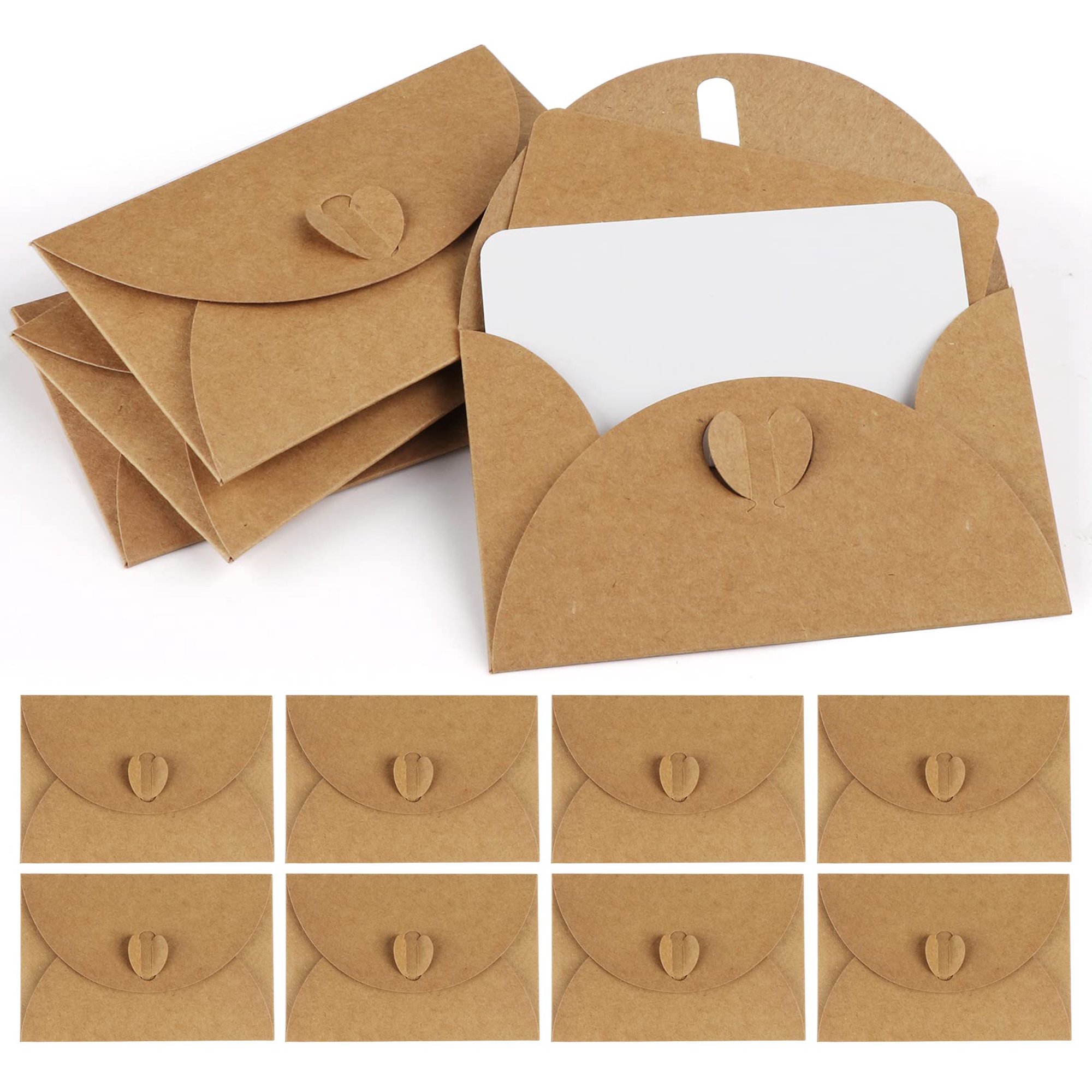  Mini sobres de papel kraft marrón kraft para tarjetas