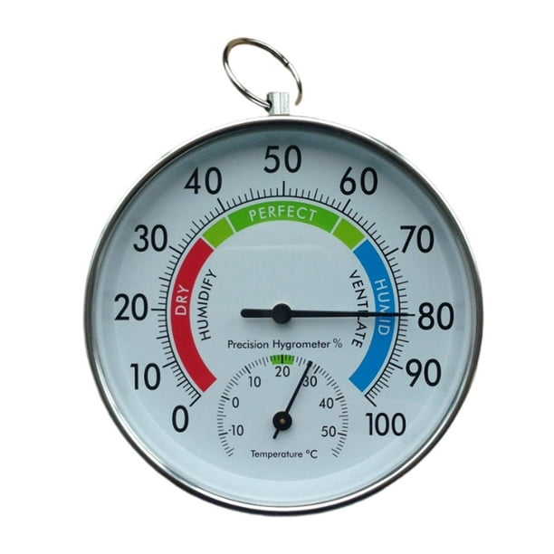 Termómetro higrómetro para interiores y exteriores, termómetro inalámbrico  de 10 pulgadas, termómetro de pared higrómetro analógico, termómetro para
