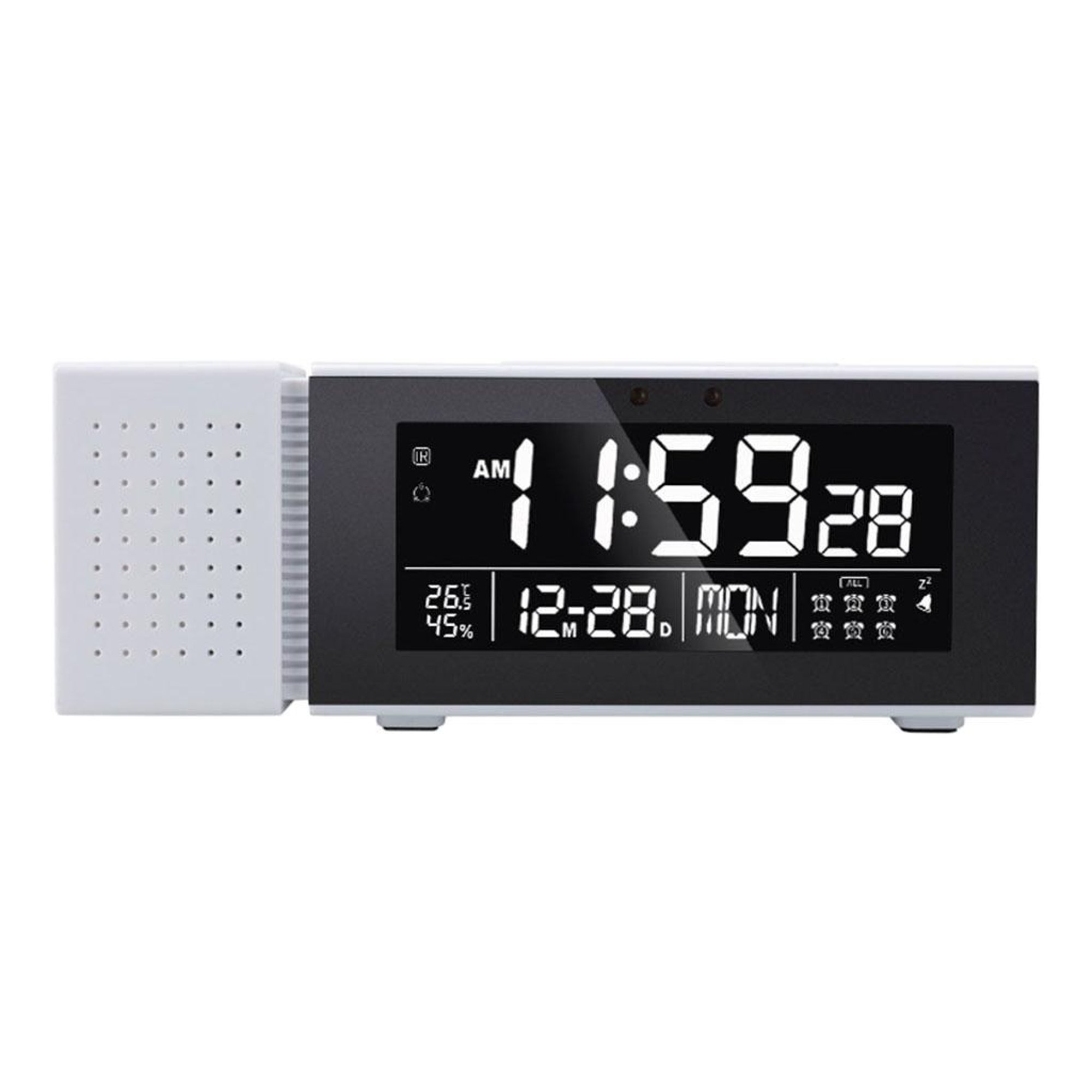 Reloj despertador digital, pantalla LED grande, pantalla de 12/24 tiempo  tiempo de tiempo de tiempo de , fecha, repetición y temperatura, con pilas,  reloj de noche para Luz blanca Soledad reloj digital