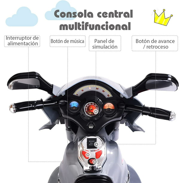 Costway Moto Montable para Niños Moto Eléctrica Juguete de Batería 6 V con  3 Ruedas Música Incorporada Focos Función Adelante y Atrás Rosa Costway  Modern