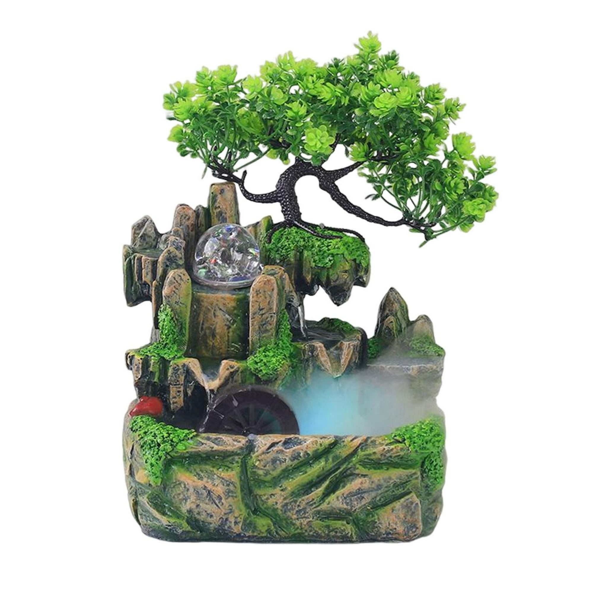  Fuente de agua de mesa, fuente de agua de mesa, fuentes de  cascadas, fuente decorativa de mesa con luz LED, diseño de árbol bonsái  artificial, el mejor regalo para el hogar