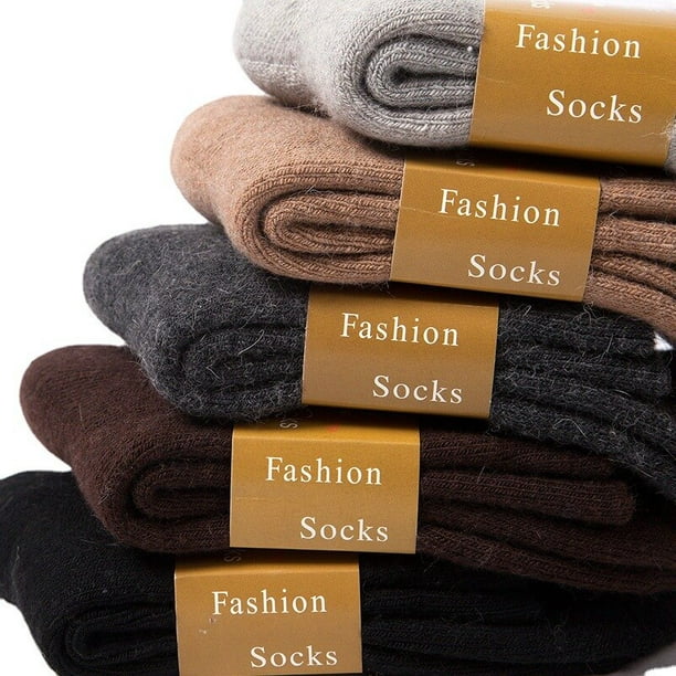 Calcetines de lana a rayas para mujer, medias súper gruesas contra el frío,  felpa de nieve, cálidos BANYUO