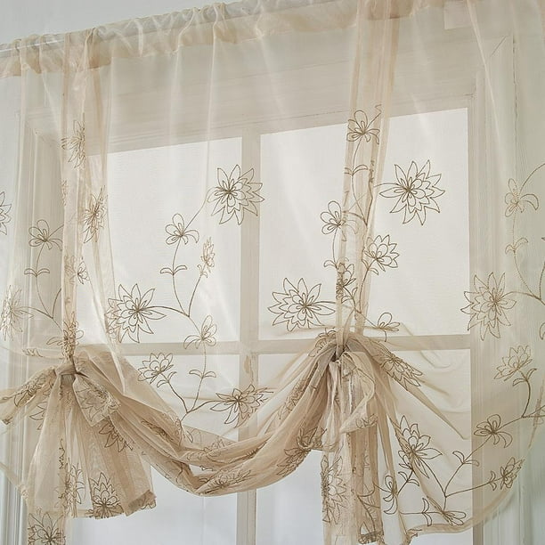 Cortinas con lazo de flores y mariposas para ventana, cortina de globo con  aislamiento térmico, cortinas ajustables con bolsillo para barra, paneles