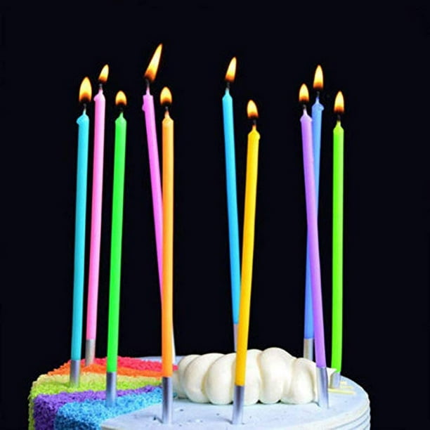  Toughty Velas de cumpleaños Relighting – Paquete de 24 –  Decoraciones para tartas – Colores: rosa, blanco, azul, amarillo. Velas de  cumpleaños trucos divertidas velas de broma y decoraciones para : Hogar y  Cocina