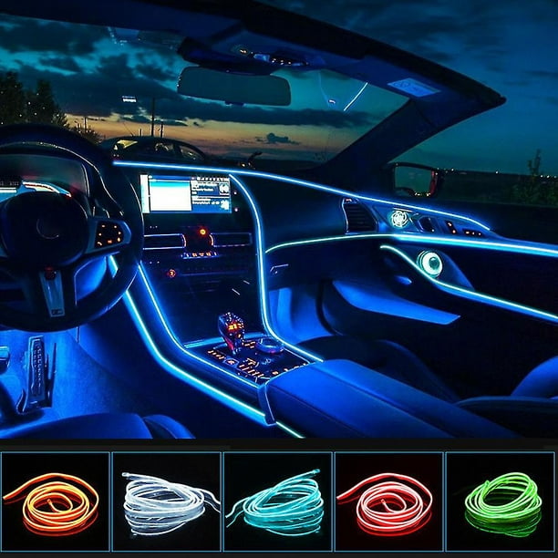 Kit de tira de luces LED de ambiente para coche, lámparas de iluminación  Interior de neón con aplicación remota, Control de música por voz,  decoración de ambiente