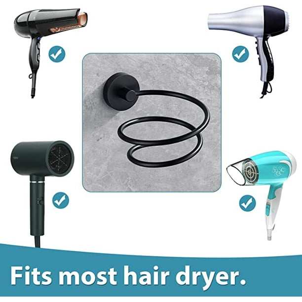 Soporte para secadora de pelo montado en la pared, sin taladrar,  organizador de almacenamiento de secador de pelo de acero inoxidable,  compatible con