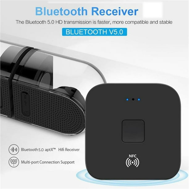 Receptor de Audio Bluetooth 5,0 RCA APTX 3,5mm AUX Jack música adaptador  inalámbrico Bluetooth con NFC para altavoces de ordenador de TV de coche