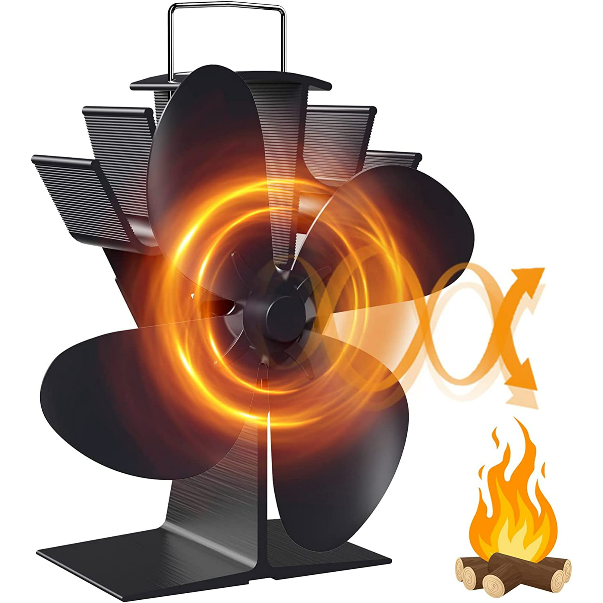 Ventilador de estufa con 4 palas ventilador de chimenea 70-350°C accionado  por calor