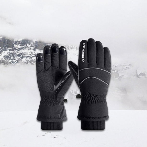 Guantes de esquí para mujer, impermeables, con pantalla táctil, guantes de  snowboard, nieve, clima frío Negro L 3 kusrkot Guantes de ciclismo cálidos