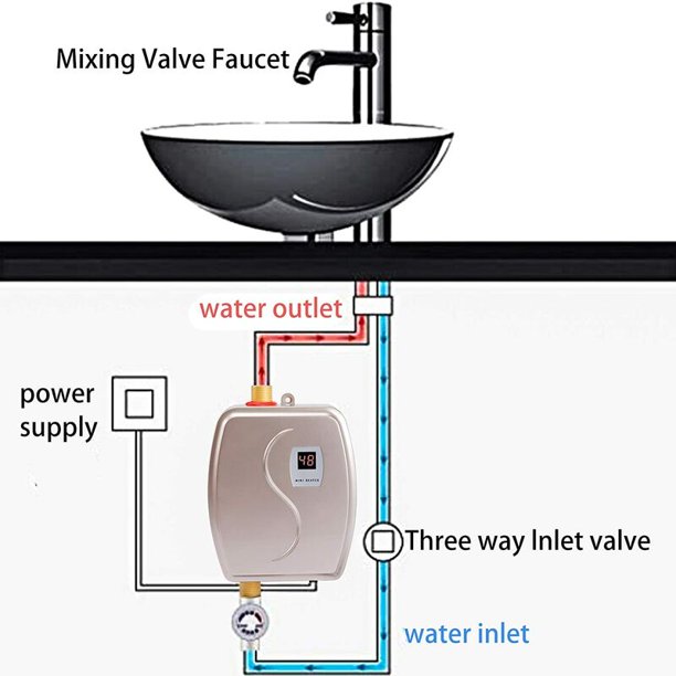 Comprar Mini juego de ducha con calentador de agua eléctrico instantáneo,  5500W, pantalla Digital LCD, calentador de grifo de agua caliente sin  tanque para cocina y baño