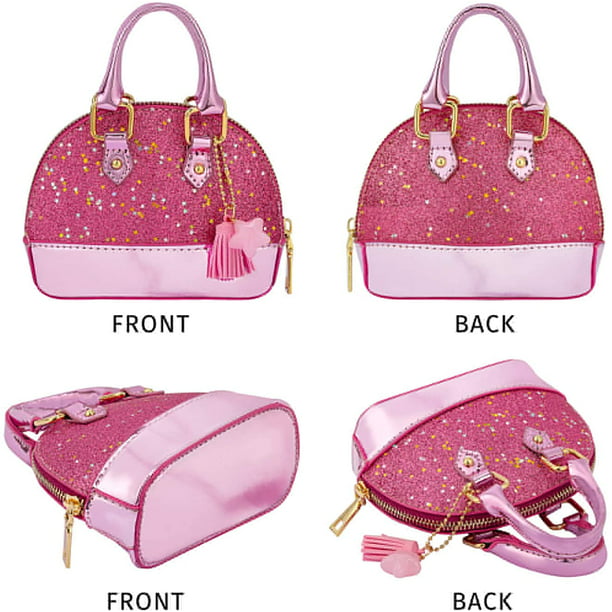 Monederos cruzados para niñas pequeñas – Mini lindo bolso de princesa bolso  de hombro (lazo rosa y blanco)