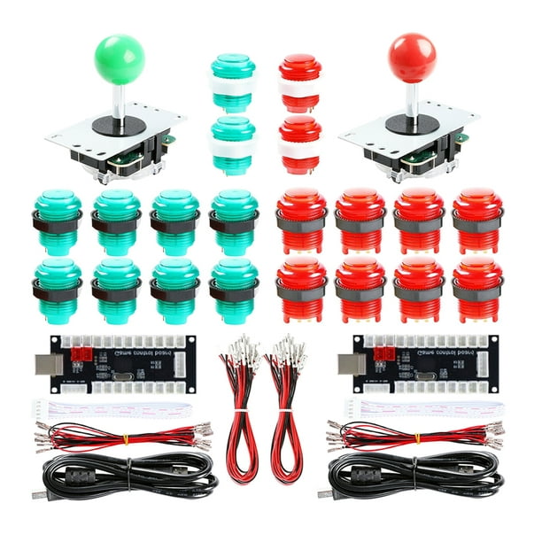 Botón pulsador de juego Arcade de 28mm, 5 colores, piezas de bricolaje,  interruptor de botones iluminados LED para controladores