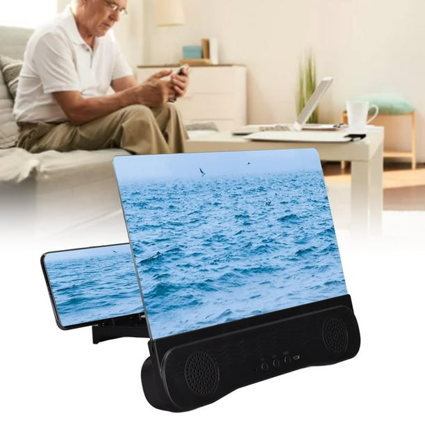  HHGO Amplificador de pantalla para teléfono inteligente, lupa  universal, soportes móviles plegables HD de madera 3D, proyector de lente  de video, TV portátil para el hogar (color negro) : Celulares y