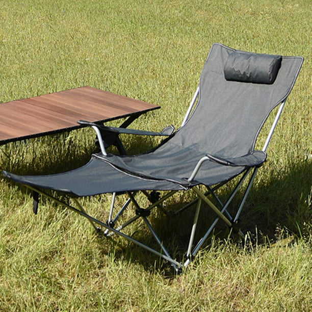 Silla plegable para acampar al aire libre con bolsa lateral Silla reclinable  portátil Silla de playa gris kusrkot Asiento al aire libre