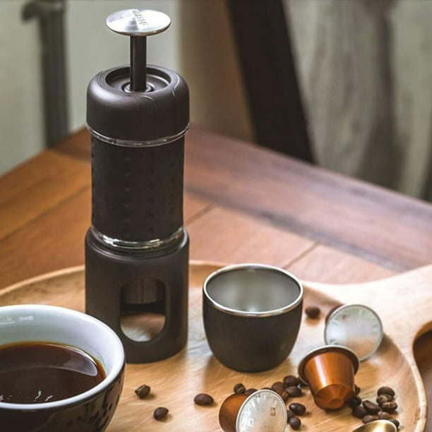 Máquina de café expreso portátil para cápsulas y café molido, Mini cafetera  Manual, dispositivos de Sunnimix cafetera portátil