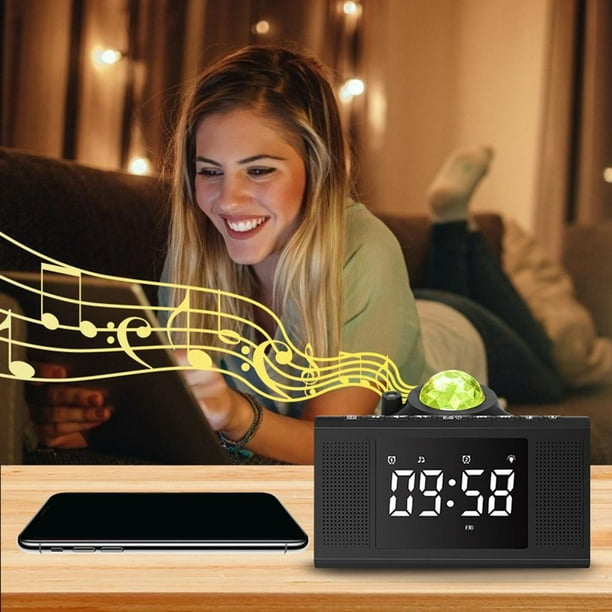 Pantalla LED Reloj despertador digital inteligente Control remoto Carga USB  Proyector estrellado para dormitorio Personas con sueño Personas Sunnimix Despertador  digital inteligente