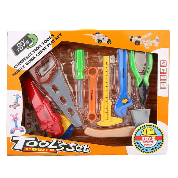 UNIH Juego de herramientas para niños de 2 a 4 años, kit de herramientas de  fijación preescolar con caja amarilla, juguetes para niños de 2 años
