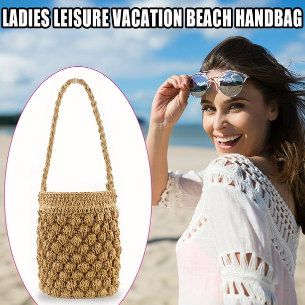 Bolsas de playa Bolsa tejido de moda para mujer Bolsas de mano informales  hechos a mano de verano (Beige) Likrtyny Para Estrenar