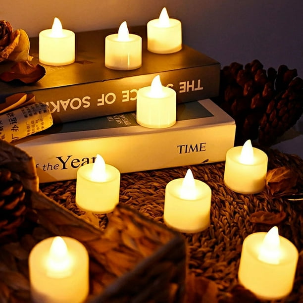 Velas de té románticas sin llama lámpara cálida parpadeante fiesta de  Wdftyju cumpleaños decoración de boda 6 piezas