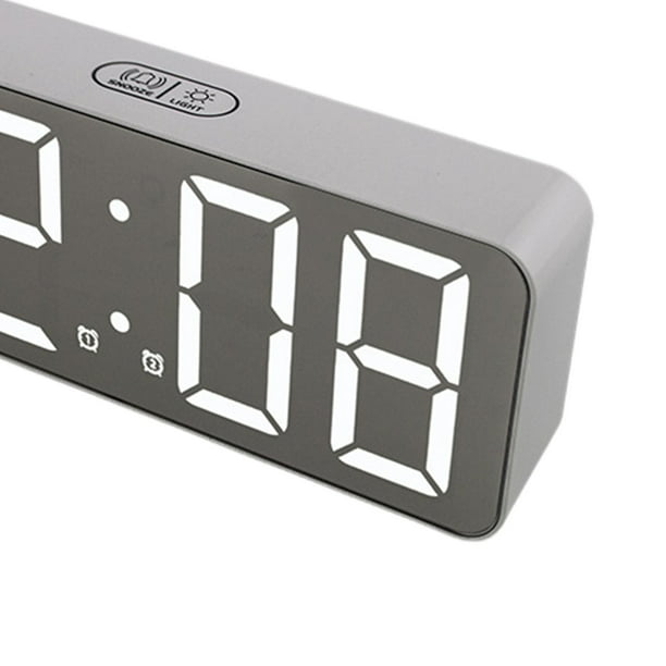6637 Pantalla digital LED Temperatura Reloj electrónico Espejo de  escritorio Despertador (Luz blanca blanca)