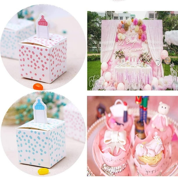 Caja de dulces para boda, caja de regalo con cinta, caja decorativa con tapa  para graduación de Pascua, cumpleaños, decoración de mesa de baby shower  BLESIY Cajas de dulces