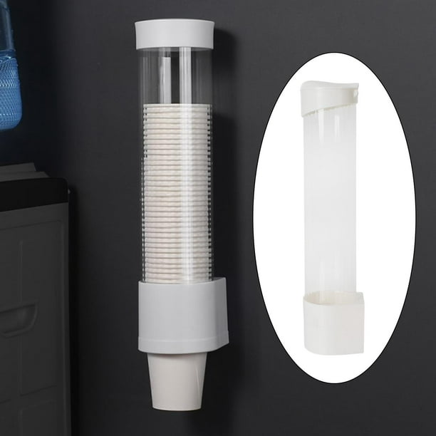 FTVOGUE Dispensador de vasos de papel 3.0 in de largo antipolvo titular  plástico 50 tazas contenedor conveniente