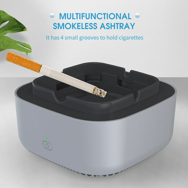 Cenicero multifuncional sin humo para fumador de cigarrillos, ceniceros sin  humo recargable por USB, bandeja de cenizas para interiores y exteriores