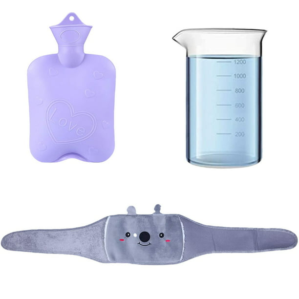 Botella de agua caliente de gradiente morado con tapa, bolsa de agua  caliente para aliviar el dolor, bolsa caliente de 1 litro, paquete caliente  para
