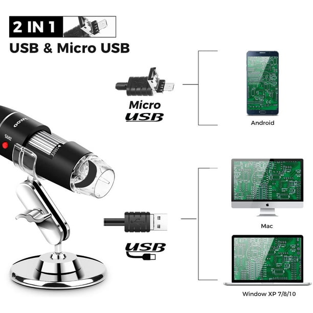 Microscopio Digital USB, endoscopio de Aumento 40X-1000X de Mano