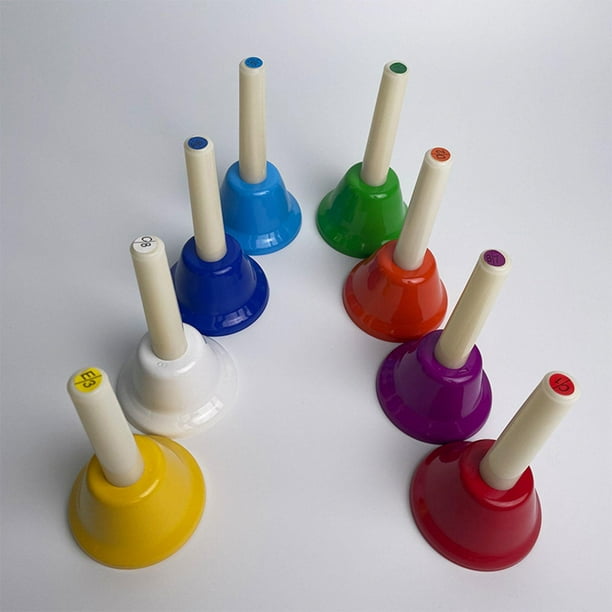 8 Uds campanas de mano coloridas campanas de percusión de mano