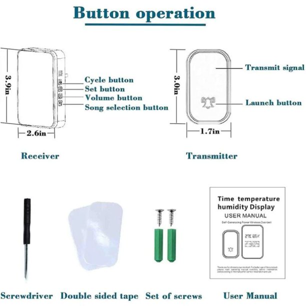 Timbre inalámbrico exterior impermeable y automático sin pilas