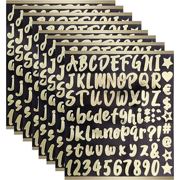 6 hojas autoadhesivas grandes de letras doradas de 2.5 pulgadas,  calcomanías de letras de números de vinilo para buzón, puerta, letreros,  hogar