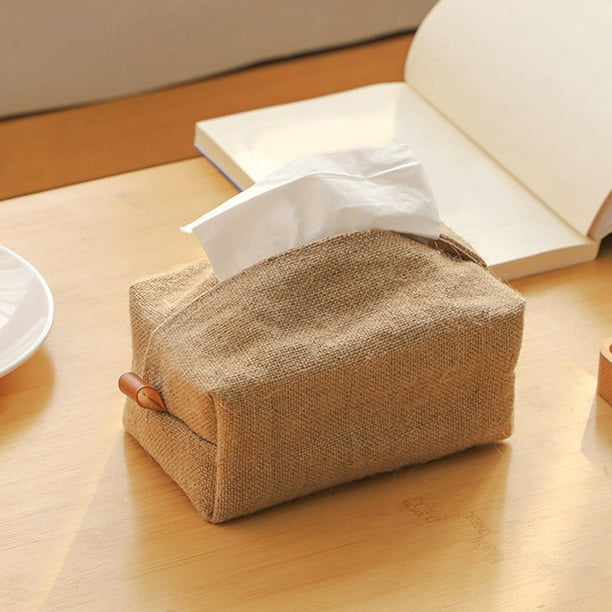 Caja de pañuelos de lino y algodón, cajas de pañuelos para el hogar, hotel,  bolsa de pañuelos de almacenamiento, caja de pañuelos de papel, funda para