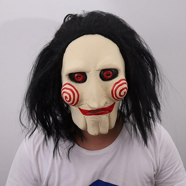 Máscara de disfraz de terror, máscara de látex para sierra de payaso  aterradora, máscara de marioneta, máscara de cabeza completa para adultos