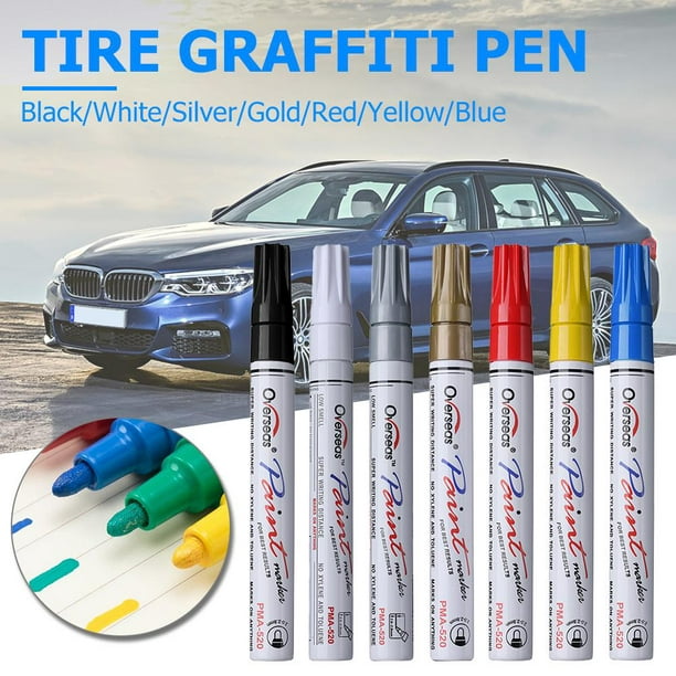 Rotulador de pintura permanente resistente al agua para neumáticos de coche,  bolígrafo de grafiti (plata)